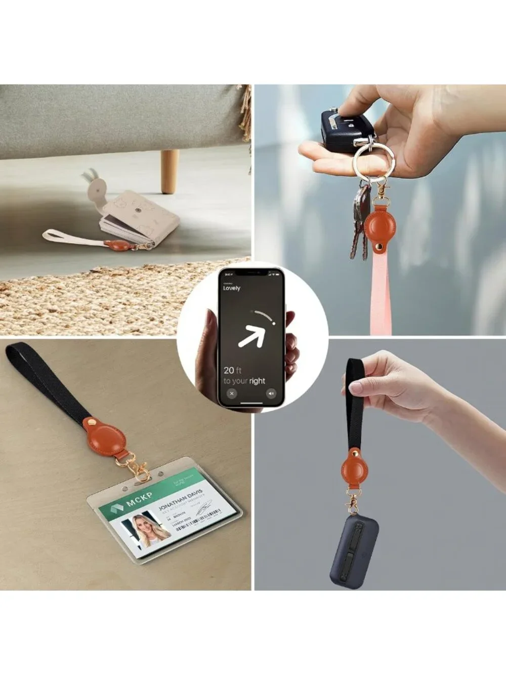 Anti-Lost Keychain Holder with Hand Straps for AirTags - Scratch-Resistant GPS