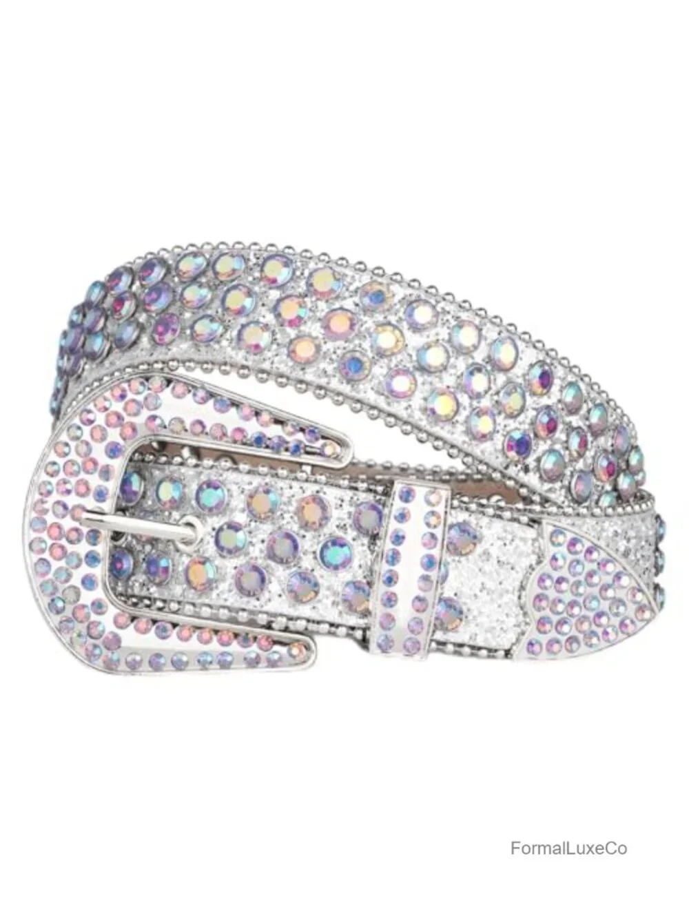Rhinestone Western Belt Diamond Studded PU Leather Cowgirl Belt for Jeans