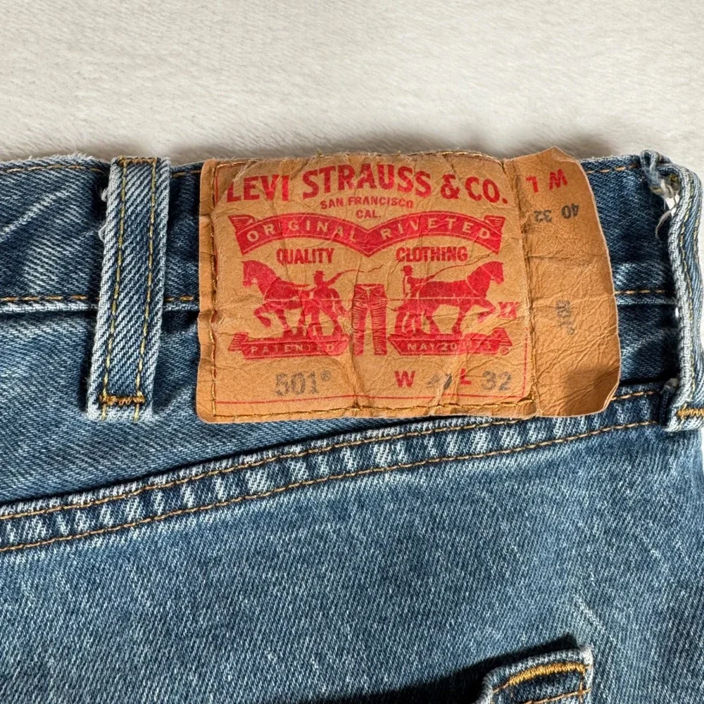 Levis 501‎ Jeans Mens W40 L30 Button Fly Straight Leg Blue Denim