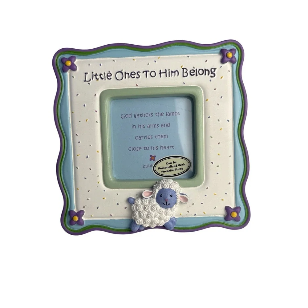 Inspirio Baby Blue Green Sheep Picture Frame Little Ones To Him Belong‎ Baptism