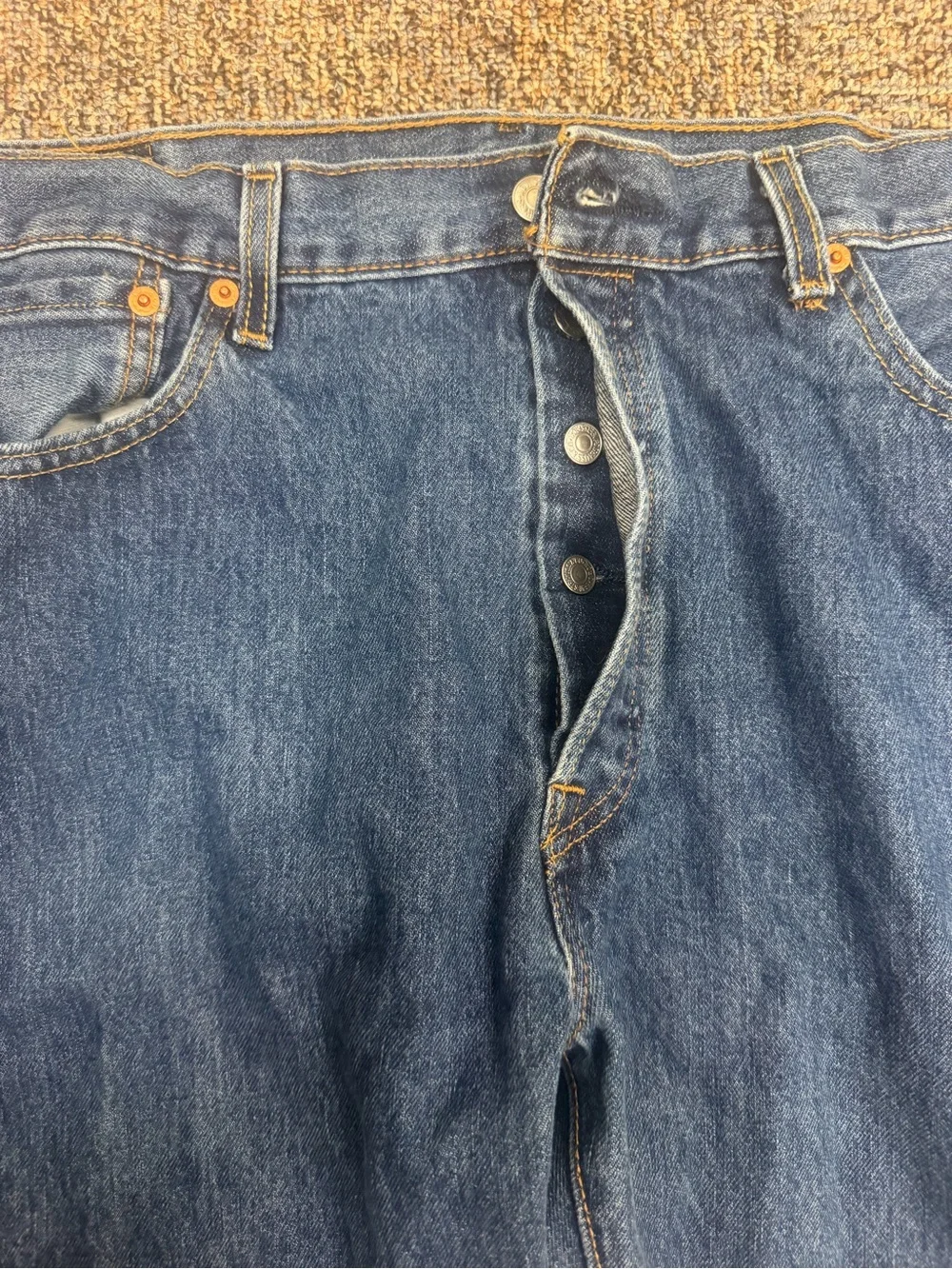 Levi's 501 Button Fly Blue Straight-Leg Men’s Jeans 36X34 Medium Wash