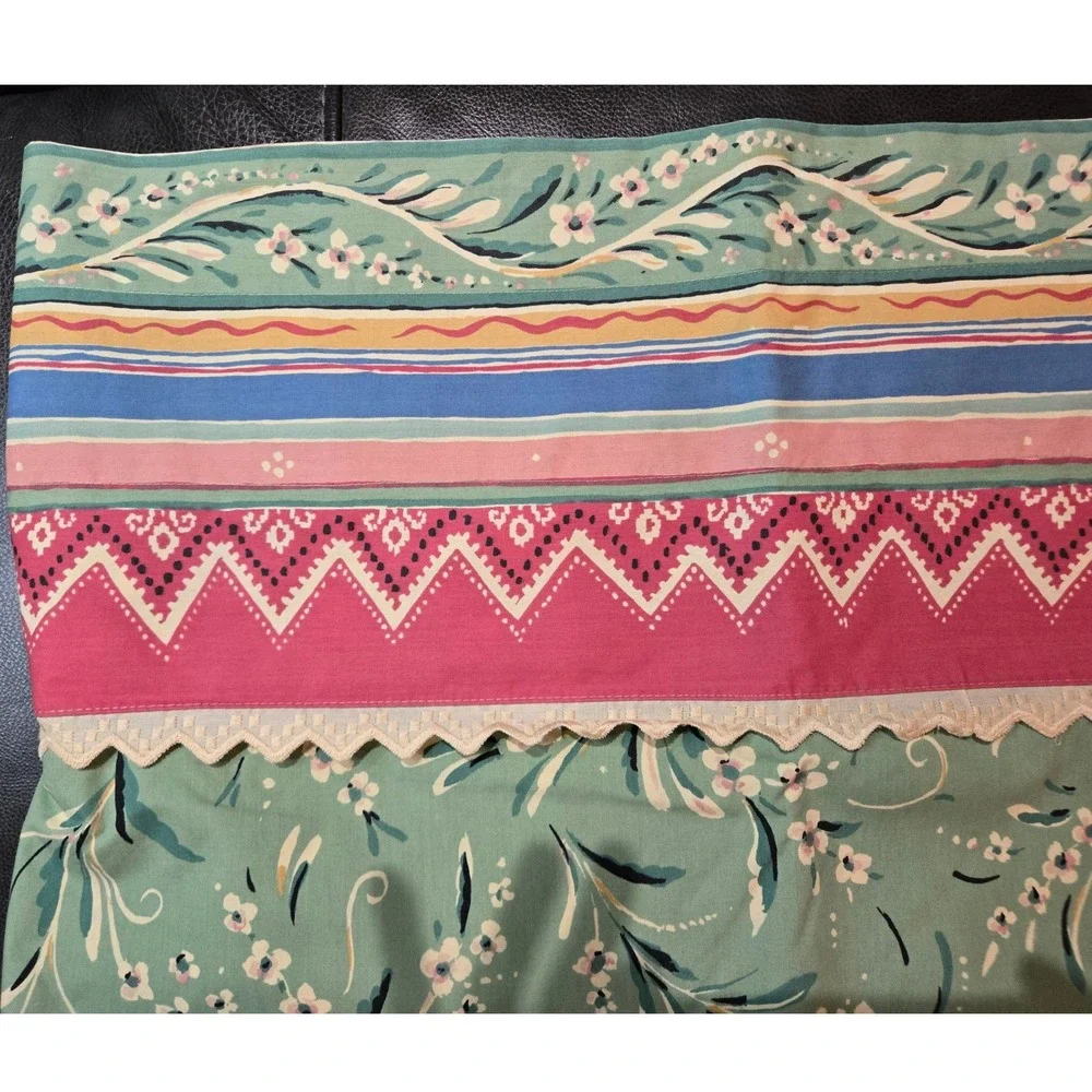 Unbranded Floral‎ Valance Green Pink Vintage Cottagecore 26x18 Good