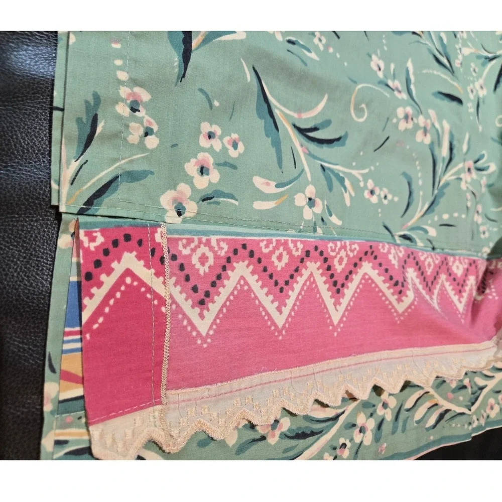 Unbranded Floral‎ Valance Green Pink Vintage Cottagecore 26x18 Good
