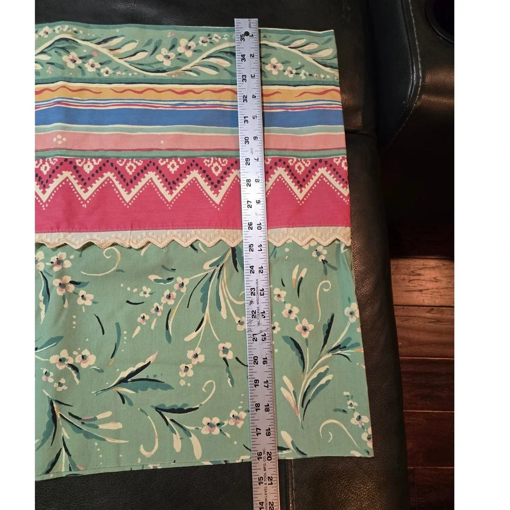 Unbranded Floral‎ Valance Green Pink Vintage Cottagecore 26x18 Good
