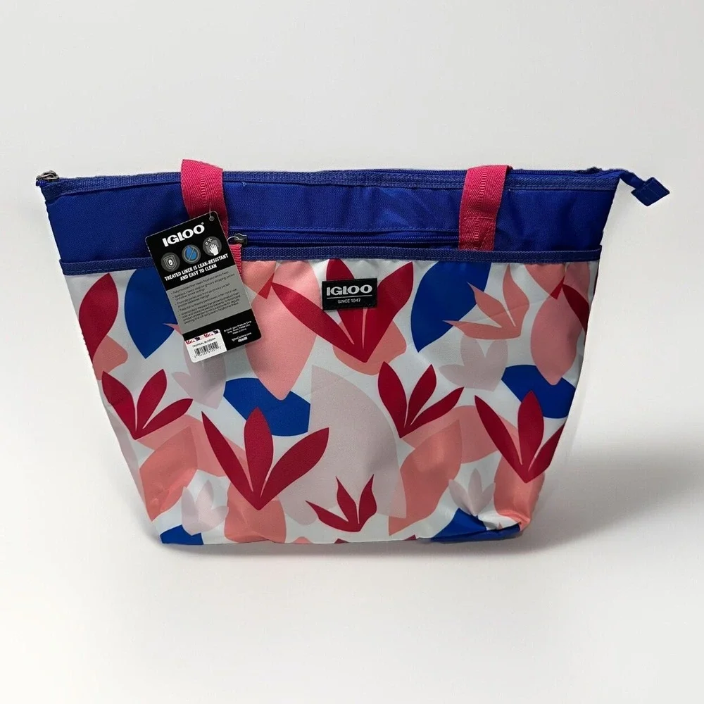 Igloo Cooler Tote Bag Tropical Blossoms Print Easy Clean Holds 30 Cans‎ 13