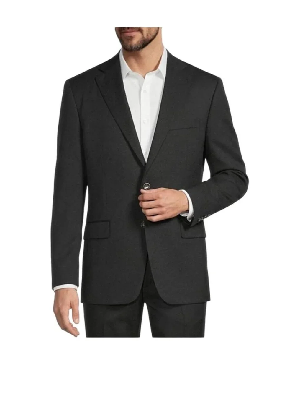 Hart Schaffner Marx Mens Black Two-Button Wool Blazer Sport Coat Made In USA Siz
