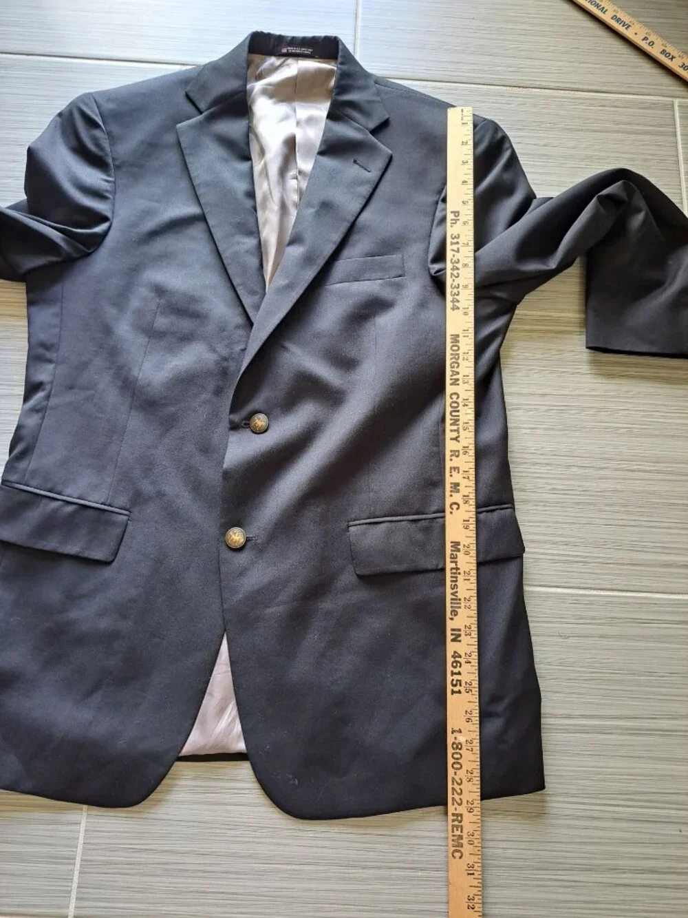 Hart Schaffner Marx Mens Black Two-Button Wool Blazer Sport Coat Made In USA Siz