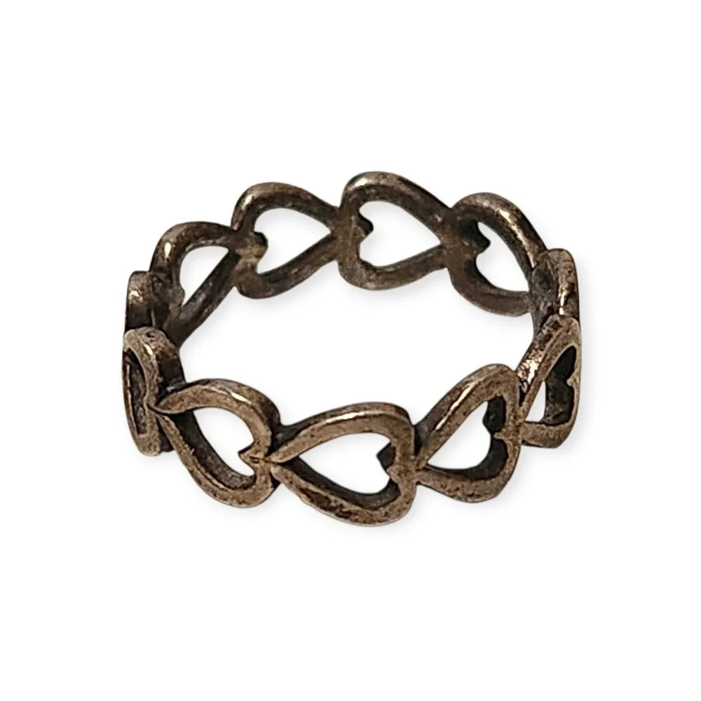 Heart Link Sterling‎ Silver 925 Toe Ring Eternity Band Women's Jewelry Size 3