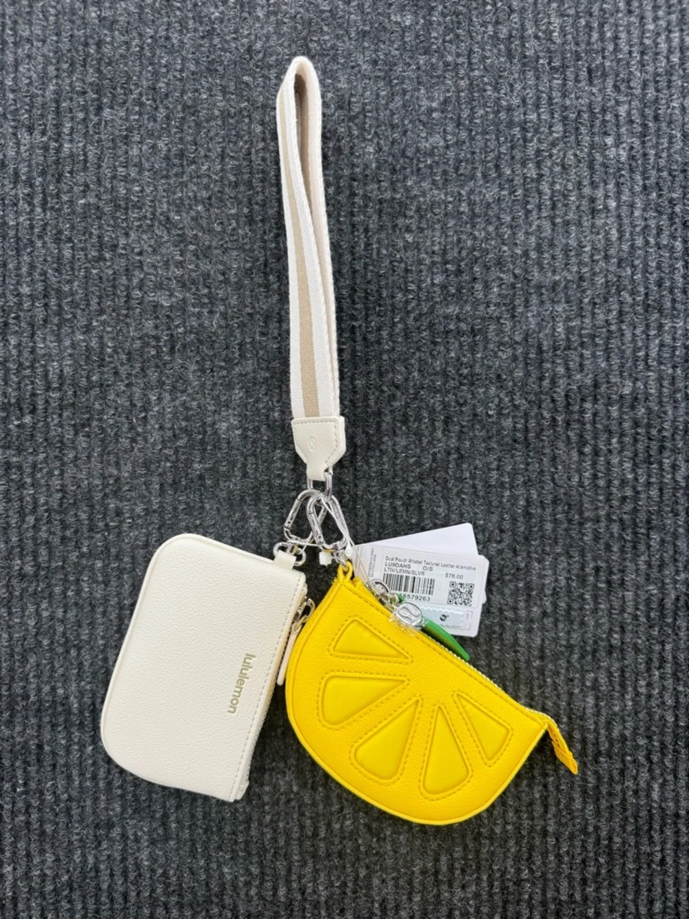 NWT Dual Pouch‎ Wristlet Textured Leather Alternative RARE