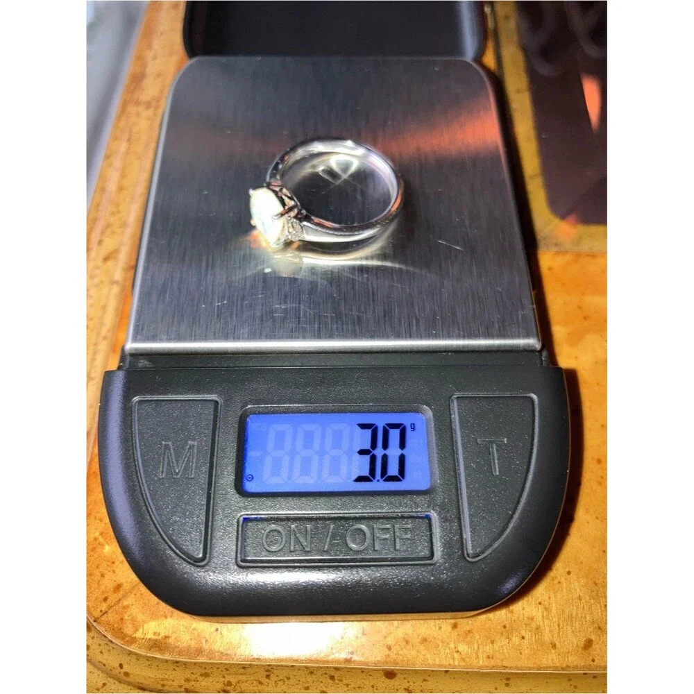 Natural Ethiopian Opal Champagne Diamond Sterling Silver Ring Size 8