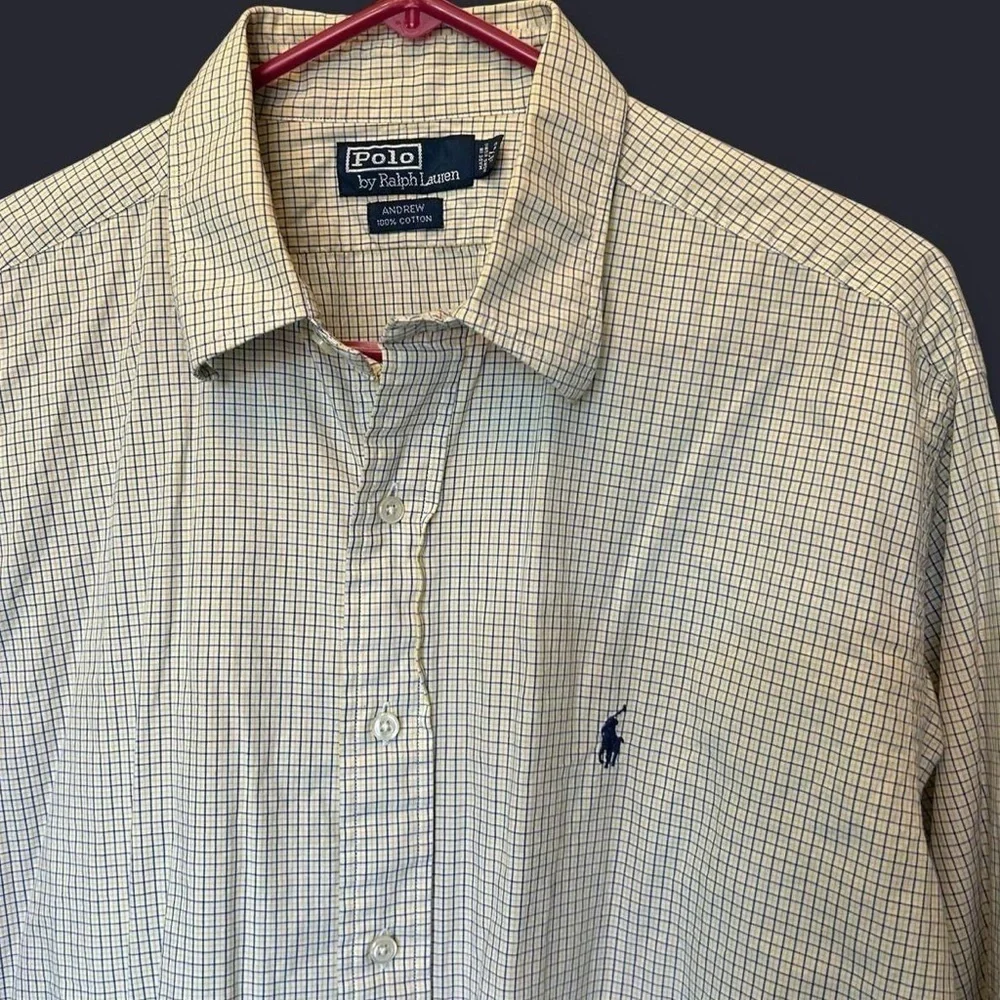 Polo Ralph Lauren Andrew Button-Down Shirt – Yellow & Blue Check – Size 17 32/33