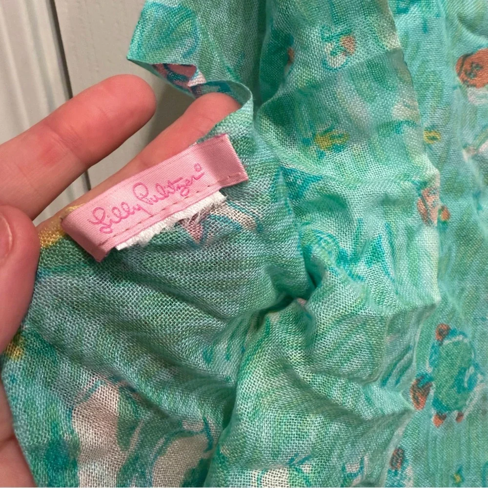Lilly Pulitzer Murfee Scarf Gemini Print Silk Cashmere Tassel Preppy Zodiac