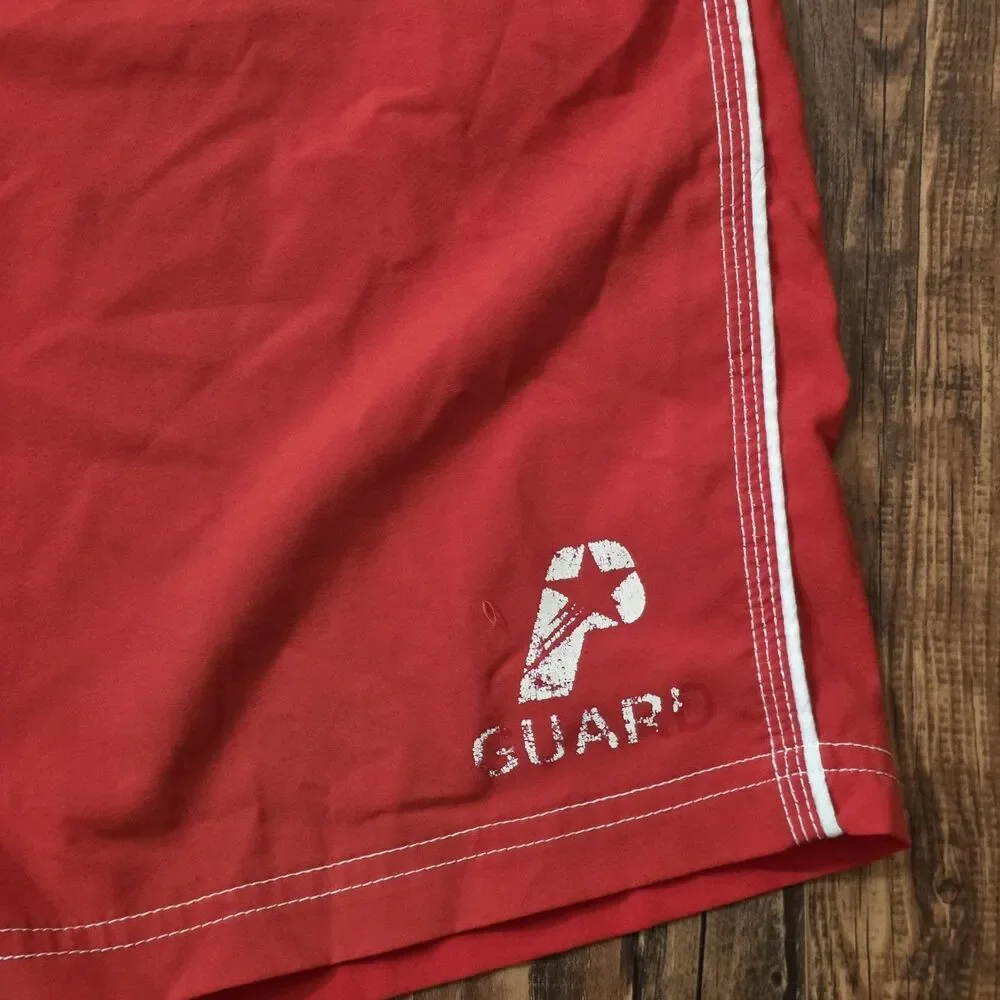 Original Watermen Guard Swim Trunks Mens M Red Surf Board Shorts Stretch