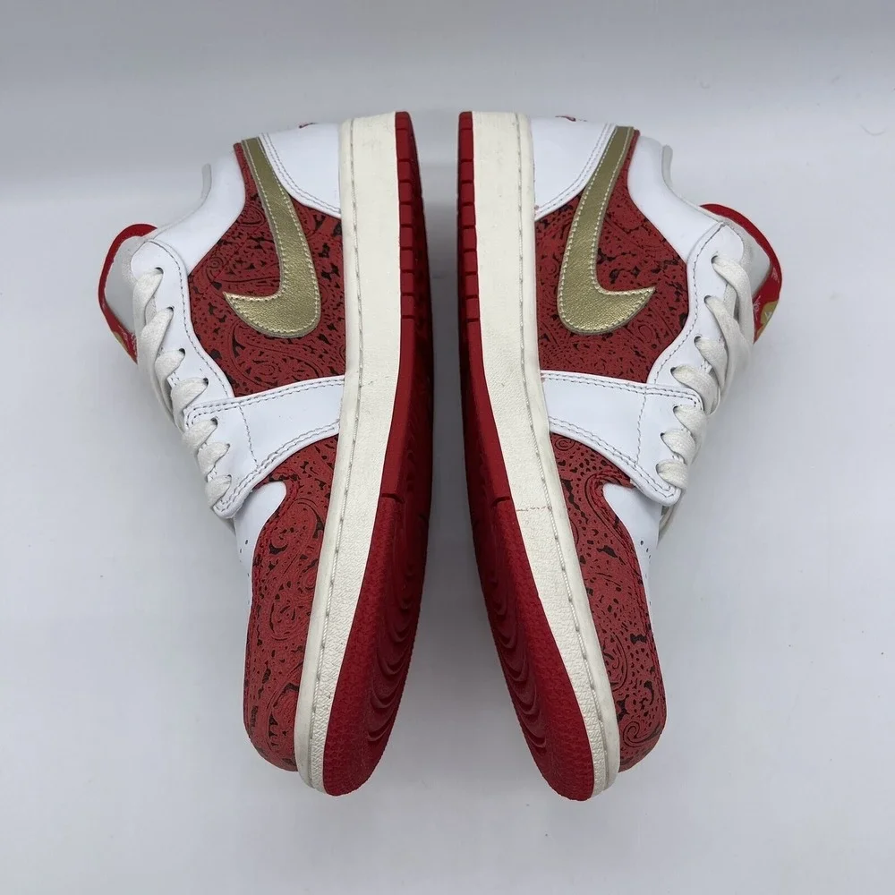 Nike Air Jordan‎ 1 Low SE Spades Men's Size 9 Sneakers DJ5185-100 Red/Gold/White