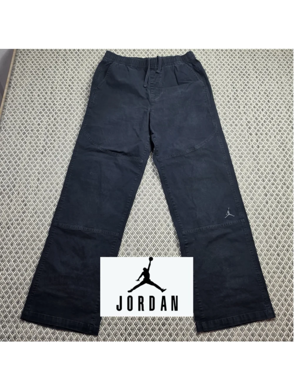 Jordan Essentials Mens Woven Pants Black Cotton Stretch Drawstring Jumpman M