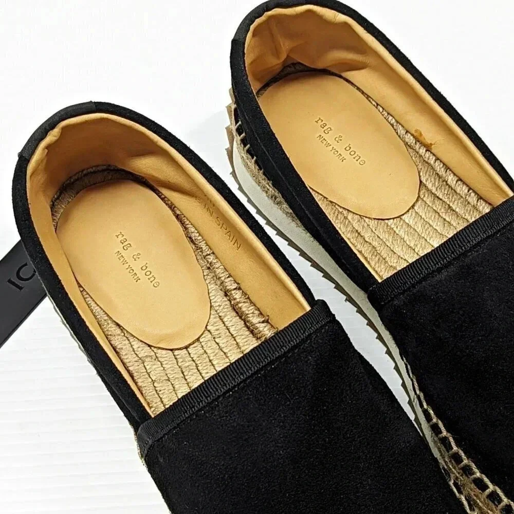 Rag & Bone Women's Espadrille Runner Black Suede Flats Size 40 EU (MSRP $295)