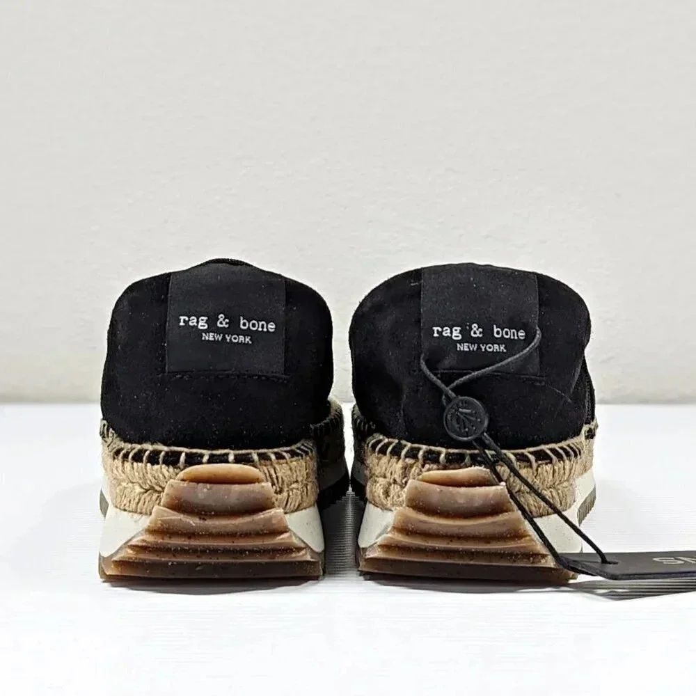 Rag & Bone Women's Espadrille Runner Black Suede Flats Size 40 EU (MSRP $295)
