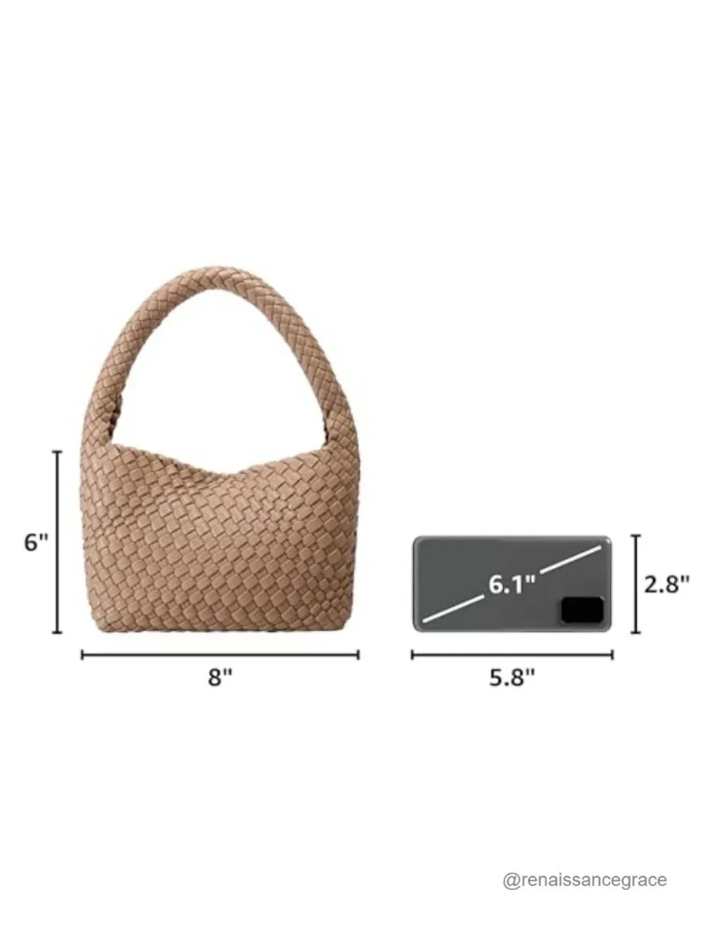 Woven Vegan Leather Mini Hobo Shoulder Bag Tote for Women Travel Beach