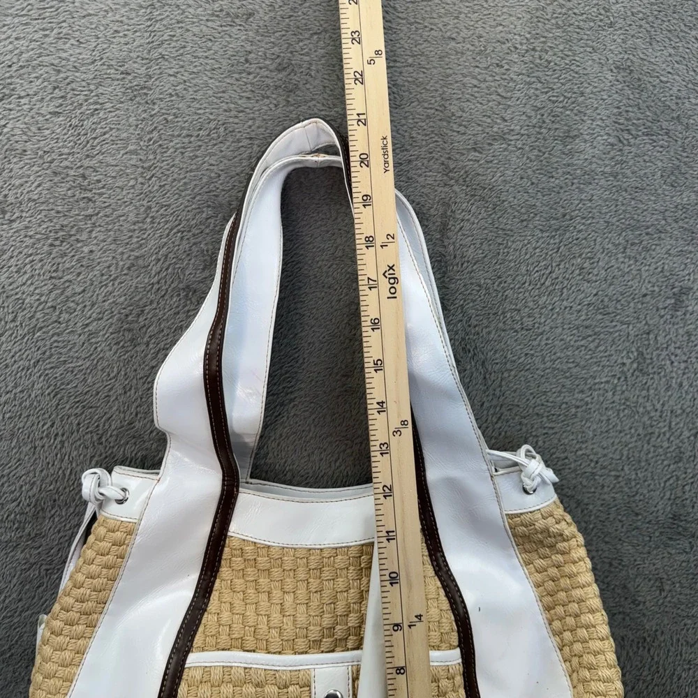 Sharif Studio Straw Hobo Bag Women Large‎ White Beige Good Woven Grommet Tote