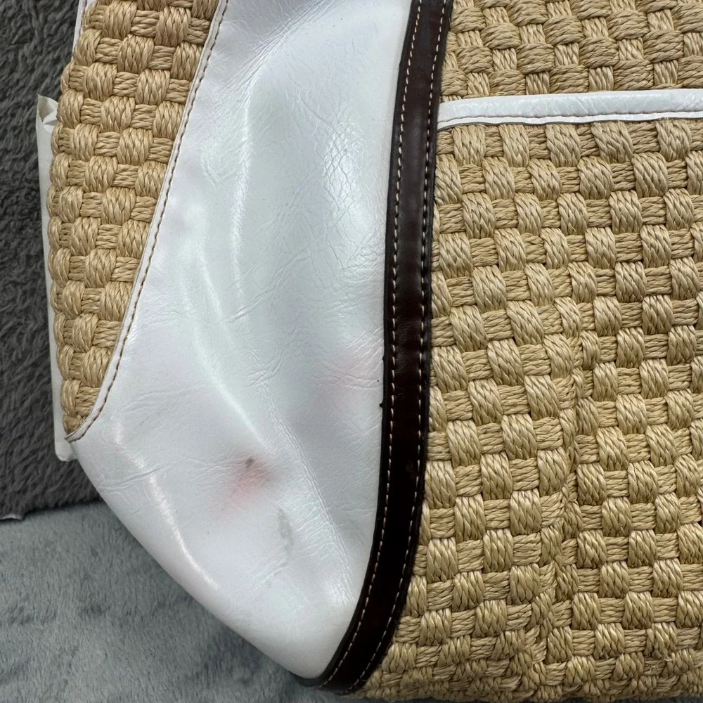 Sharif Studio Straw Hobo Bag Women Large‎ White Beige Good Woven Grommet Tote