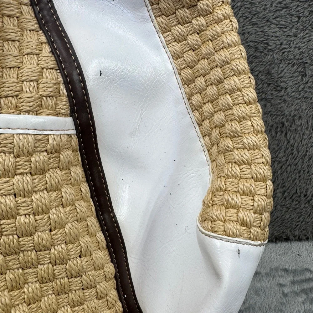 Sharif Studio Straw Hobo Bag Women Large‎ White Beige Good Woven Grommet Tote