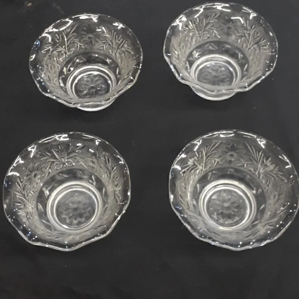4 pc. Anchor Hocking‎ vintage MCM sandwich ruffled custard/dessert cups