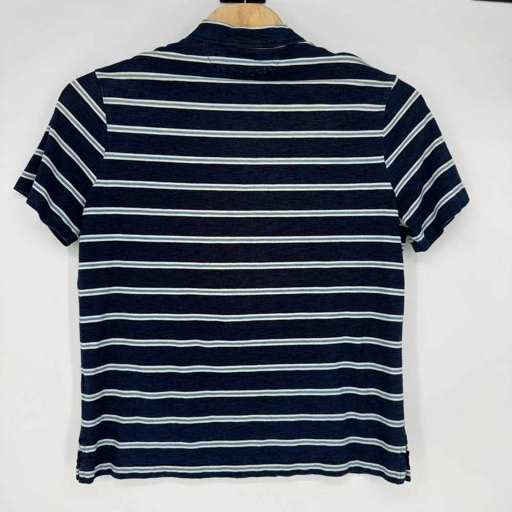 Polo Ralph Lauren Mens XL Navy Blue White Striped Pocket Polo Shirt RL Anchor
