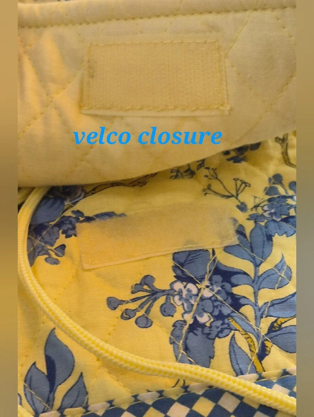 Quilted Floral Backpack Tote By Sharif Yellow & Blue Rose Print Gingham Trim