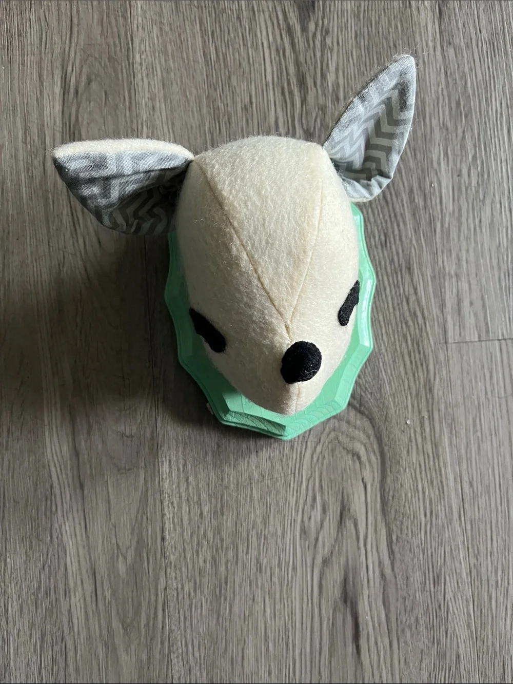Plush Deer Wall Decor in Cream and Mint for Kids