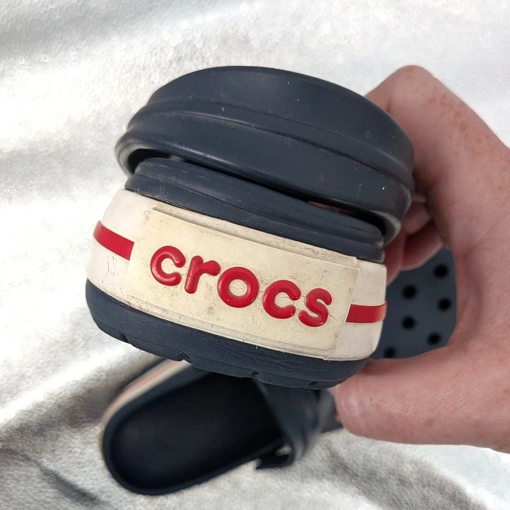 Crocs Crocband Clogs Navy Blue Red White Slip On Shoes Mens 7 Womens 9