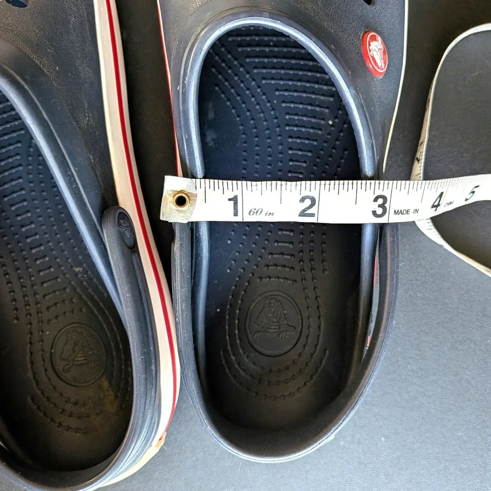 Crocs Crocband Clogs Navy Blue Red White Slip On Shoes Mens 7 Womens 9