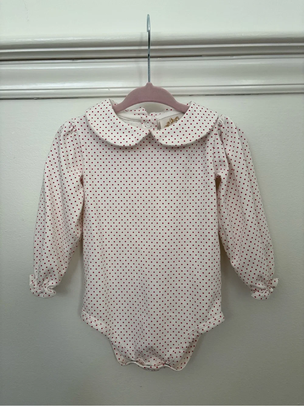 TBBC White L/S Peter Pan Collar w/ Red Polka Dots