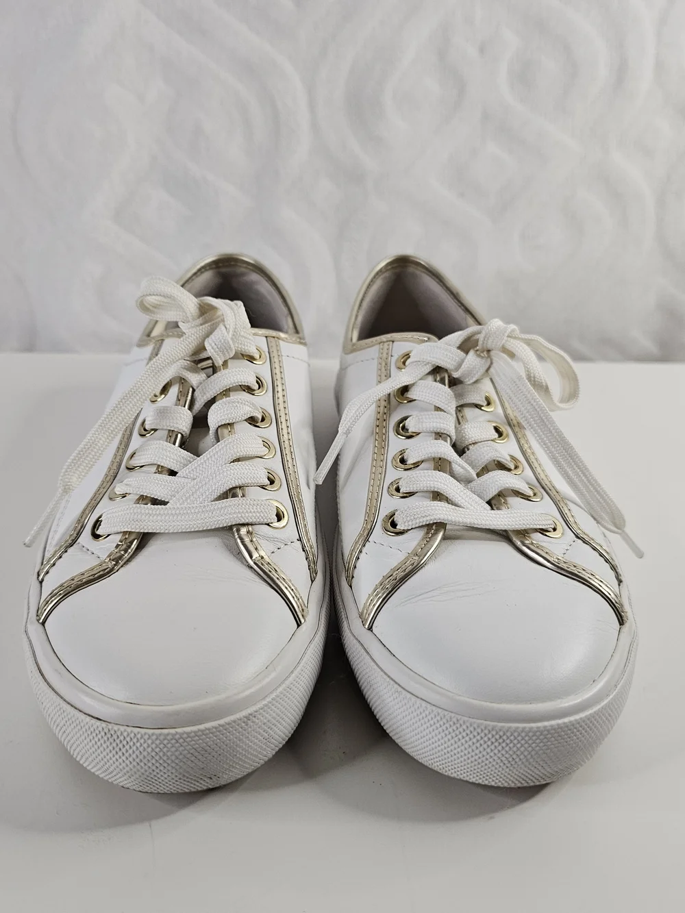Michael Kors White Sneakers with Gold Accents