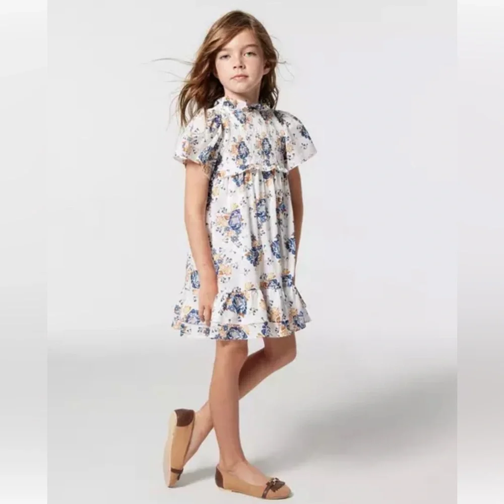 Janie and Jack Floral Smocked Flutter Sleeve Dress