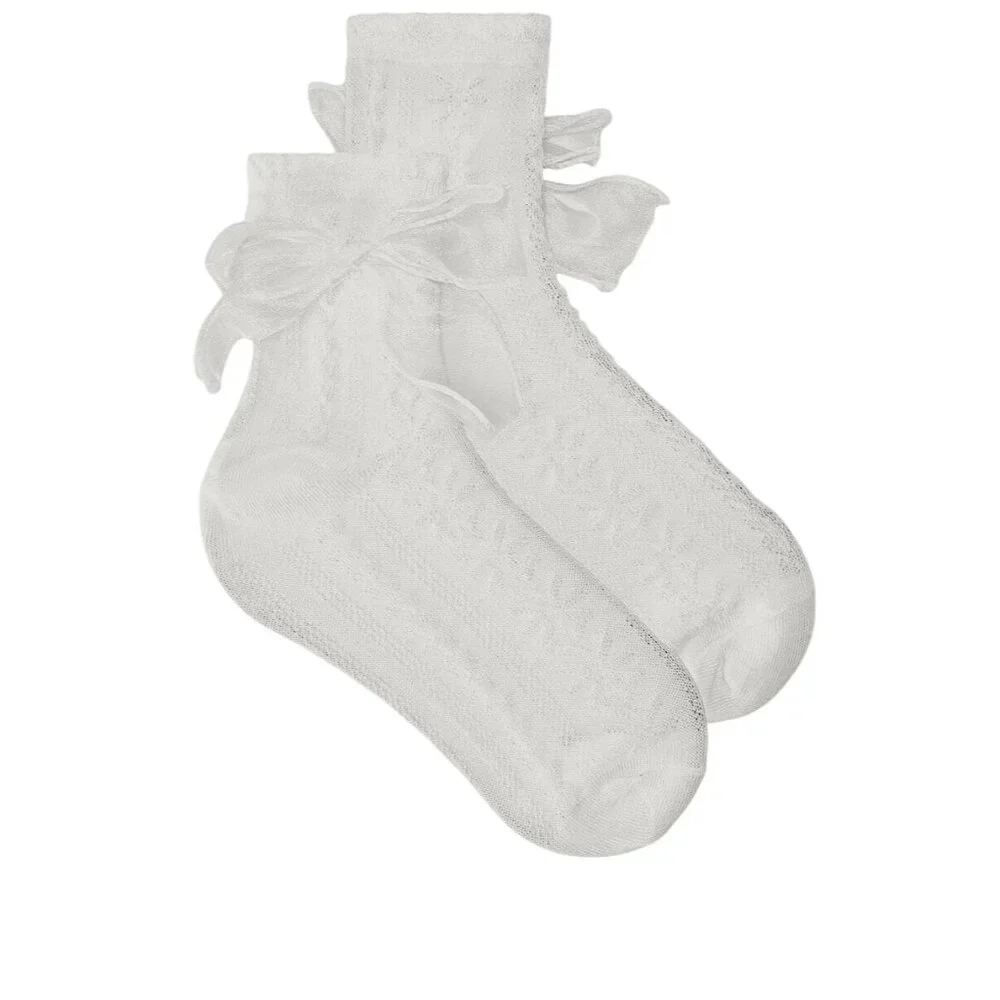 Lovers and Friends Charlize Socks in White One Size New Womens ankle bow