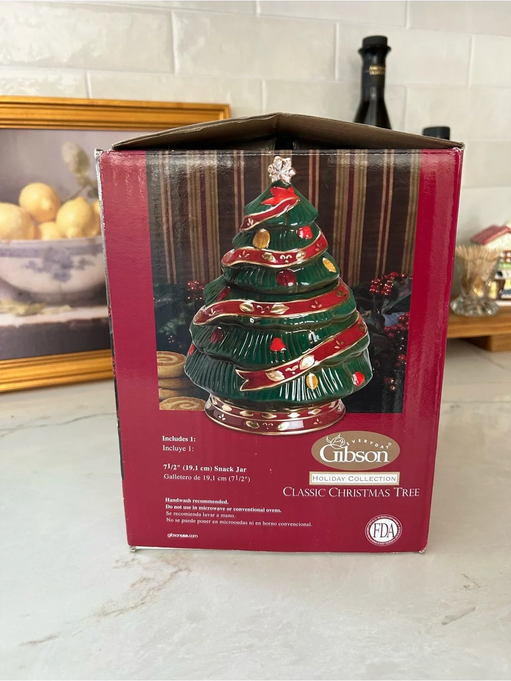 Gibson Classic Christmas Tree Ceramic Snack Cookie Jar Holiday Collection 7.5”