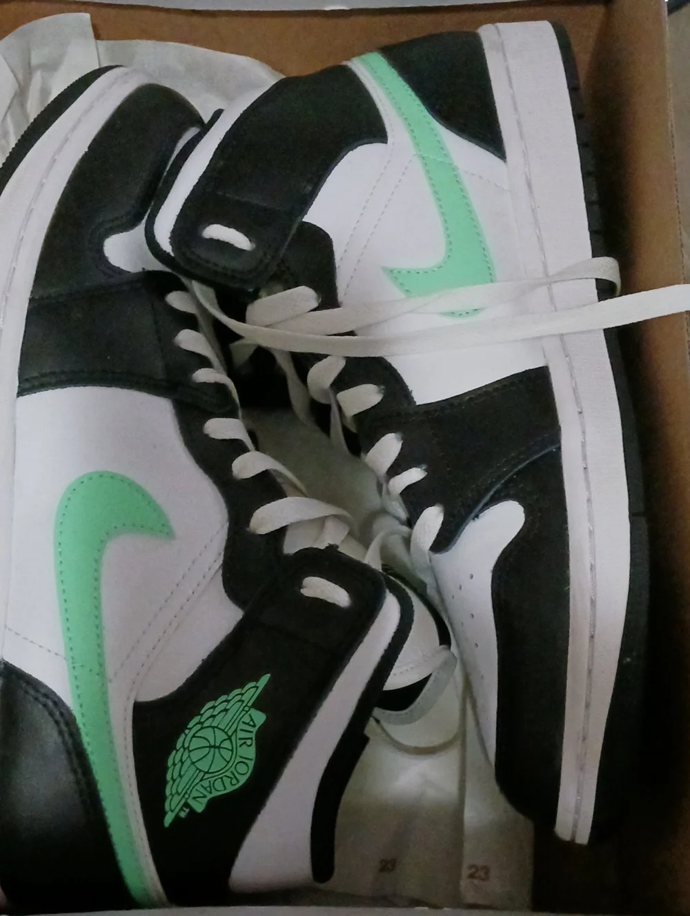 Jordan Black & White High-Tops with Mint Green Swoosh