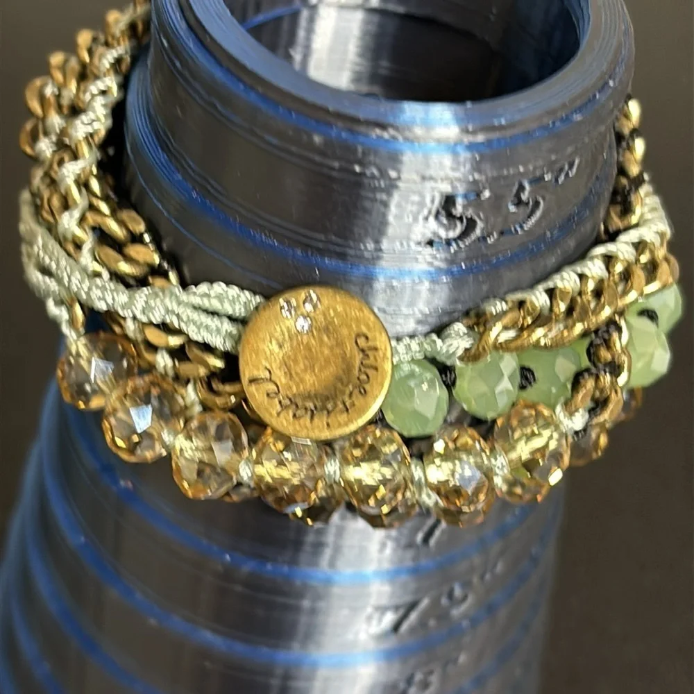 Chloe and Isabel Glass Bead Chain Multi Wrap Bracelet Green