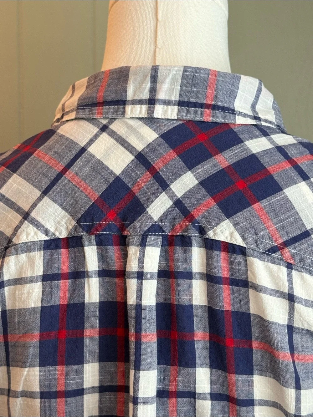 J. Crew Women’s Plaid Long-Sleeve Half Button-Down Popover Size XS 100% Cotton