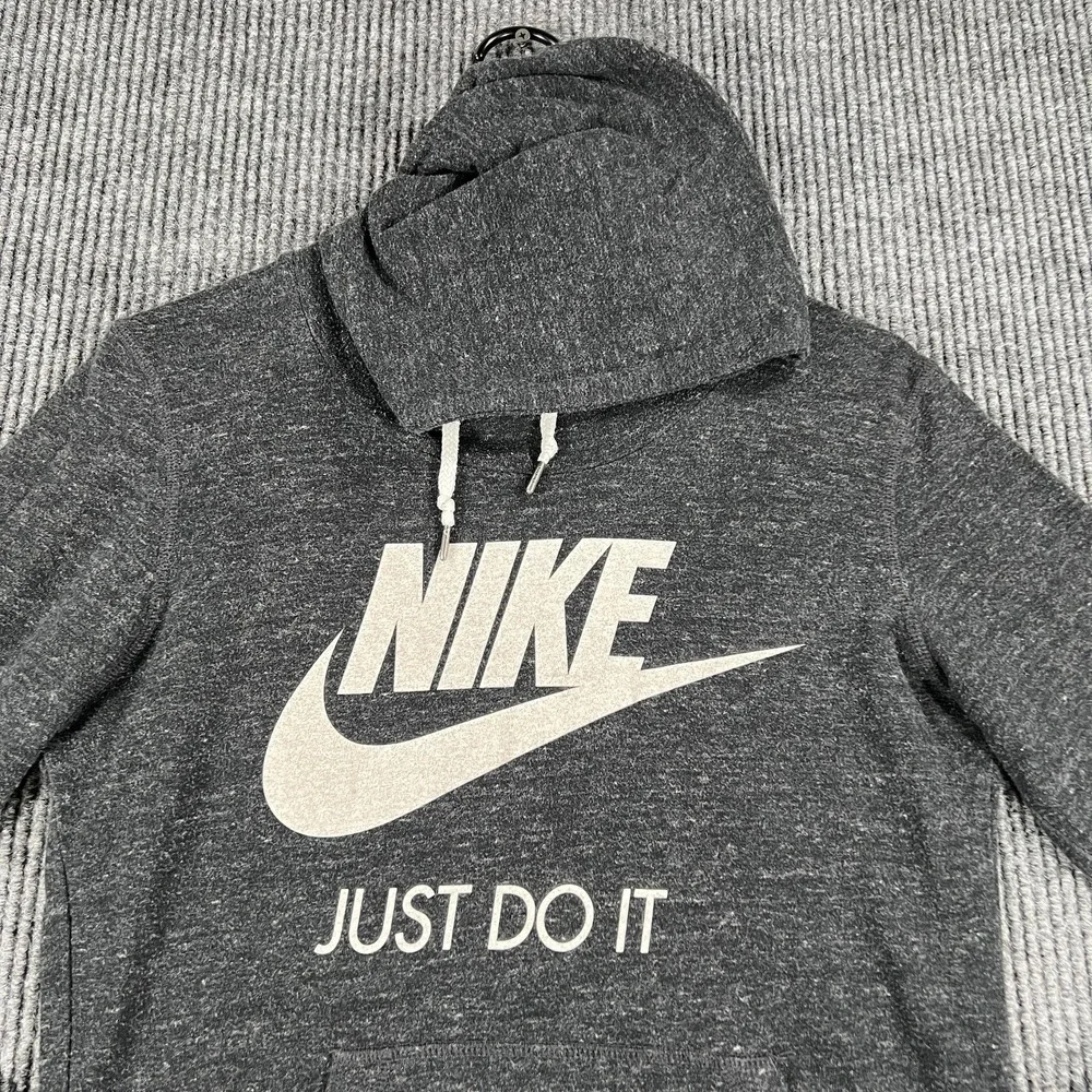 Nike Hoodie Womens Small‎ Gray Just Do It Logo Pullover Sweatshirt 823701-010