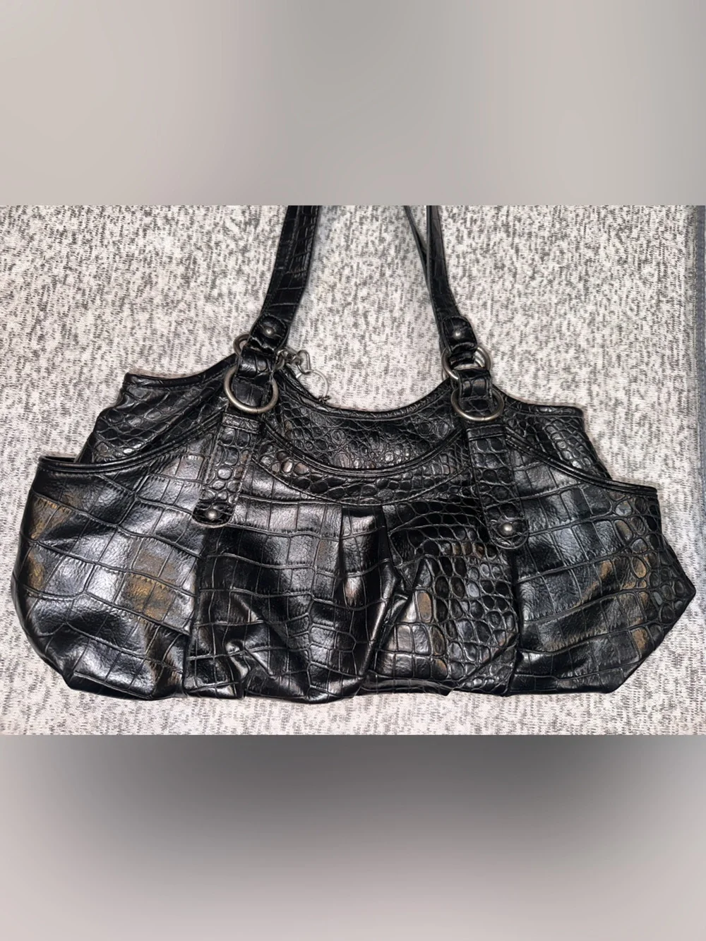 Jessica Simpson Black Croc-Embossed Women’s Shoulder Bag, GUC