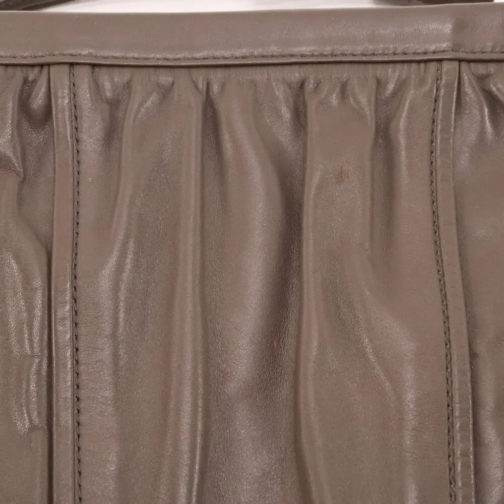 Vintage Alexanders Handbag Women L Ash Brown Smooth Leather Pleated Clutch Bag
