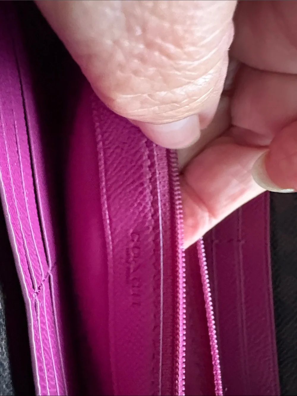 Coach Magenta Zip-Around Leather Wallet with Exterior Pocket