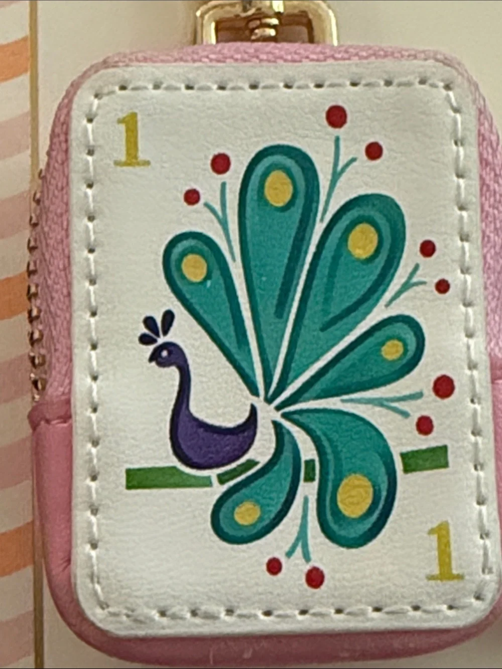 Piper K Mahjong / Peacock Bag Charm and Key Chain featuring zipper pouch