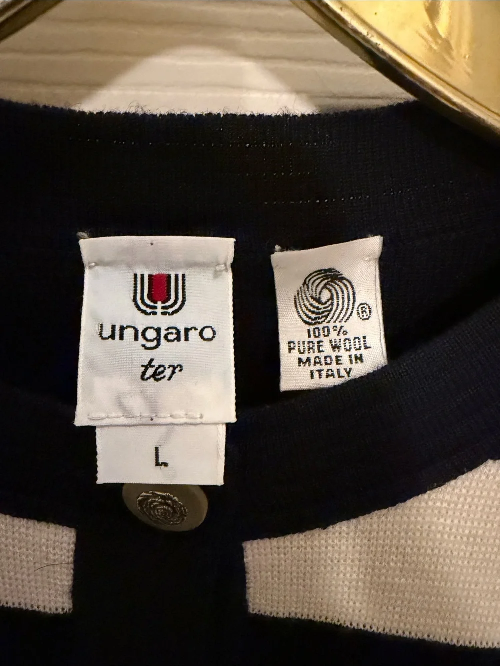Ungaro Ter Black & White Striped Scoop Neck Knit Top and matching cardigan