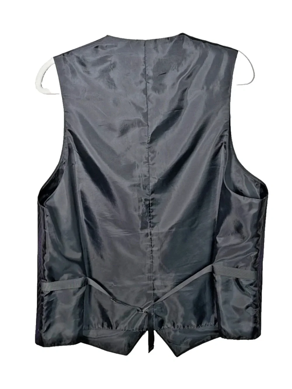 Perry Ellis Suit Vest Men's L Purple Black 8 Button Dress Formal Wedding Belted