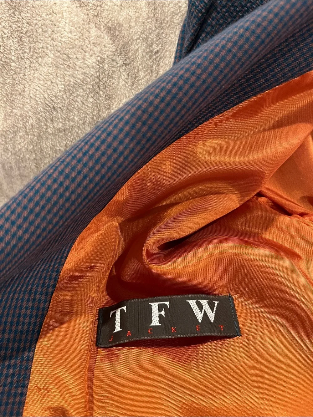 Classic Men’s Gray Blazer with Orange Lining