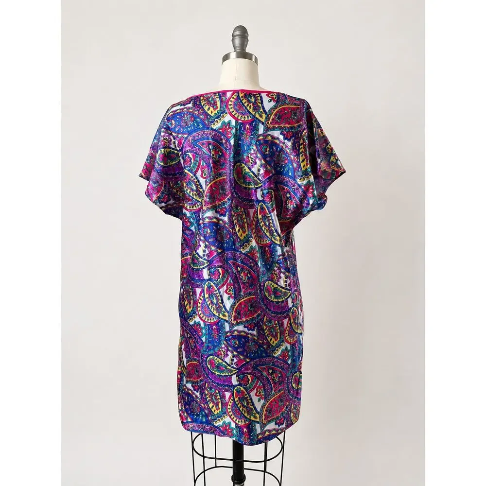Secret Treasures Satin Robe Nightgown Set M L Floral Paisley Kimono Lingerie