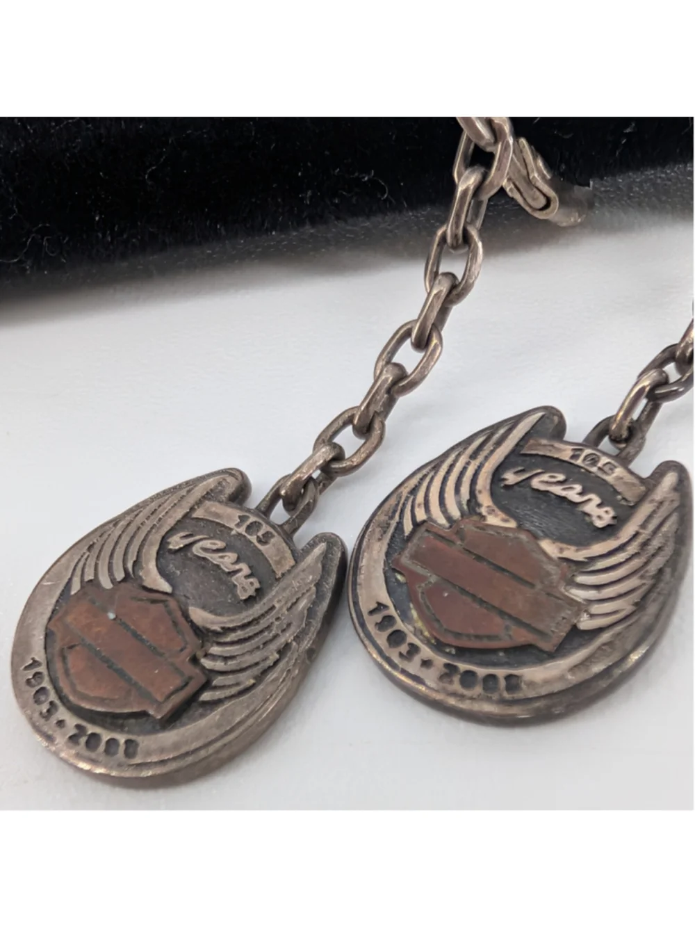 Harley Davidson MOD 925 Sterling Silver 105th Anniversary Earrings 1903-2008