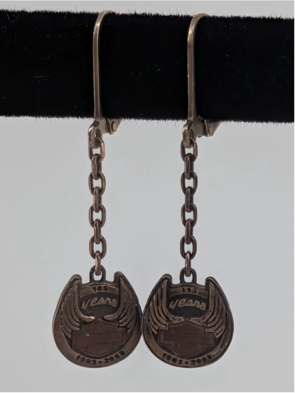 Harley Davidson MOD 925 Sterling Silver 105th Anniversary Earrings 1903-2008